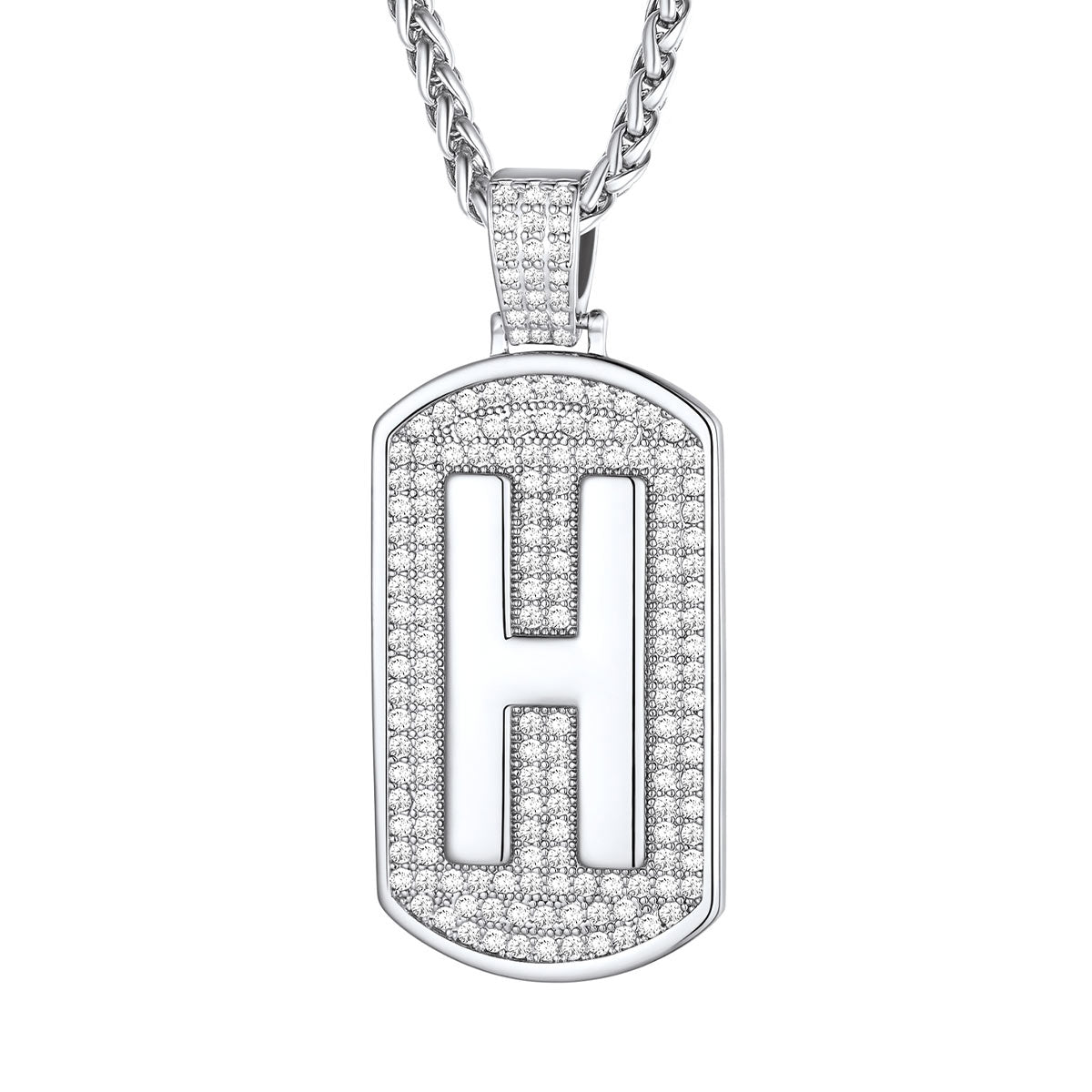 Bling Dog Tag A-Z Letter Necklaces for Men