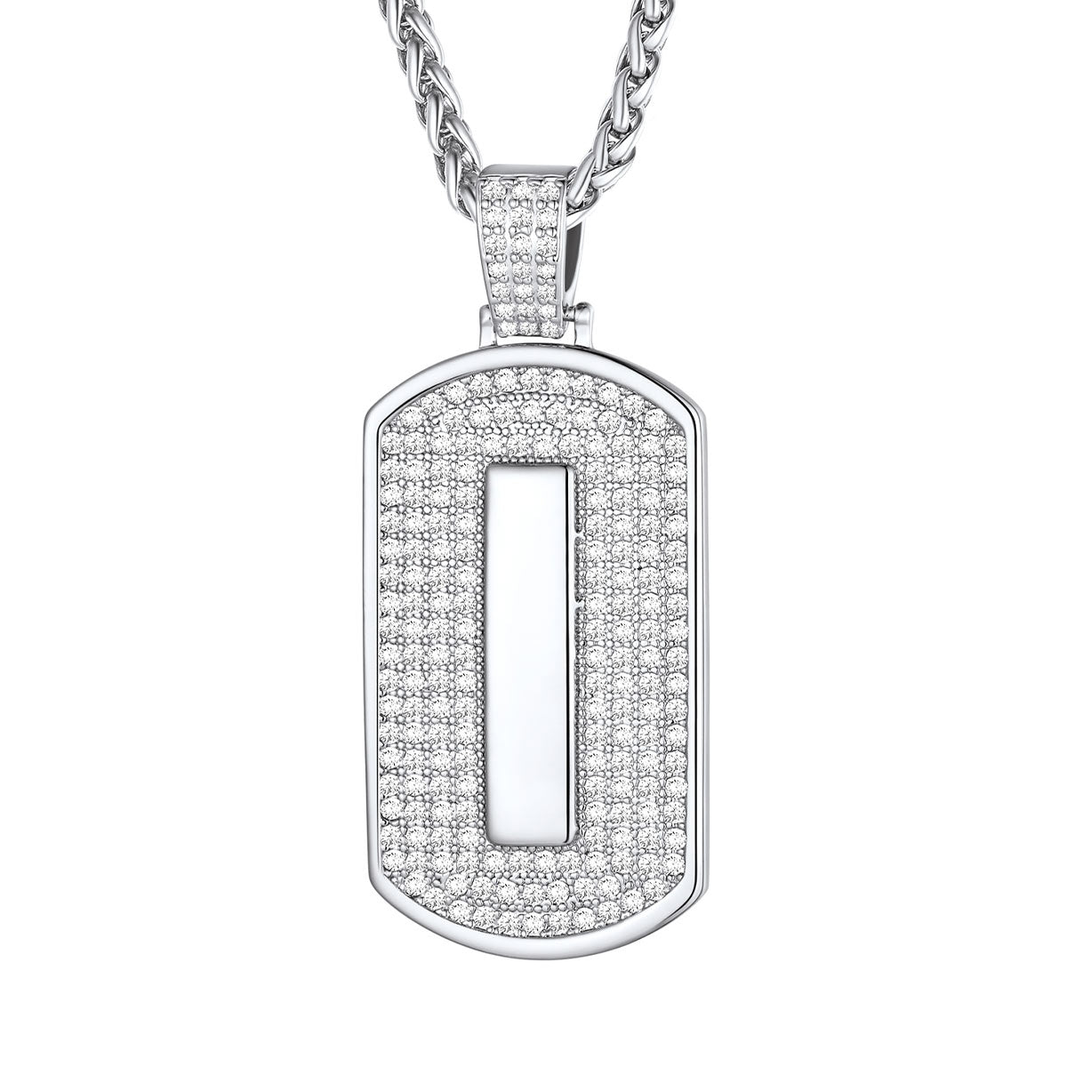 Bling Dog Tag A-Z Letter Necklaces for Men