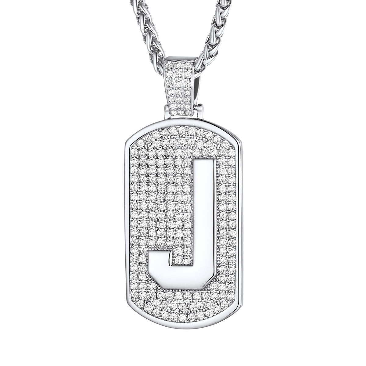 Bling Dog Tag A-Z Letter Necklaces for Men