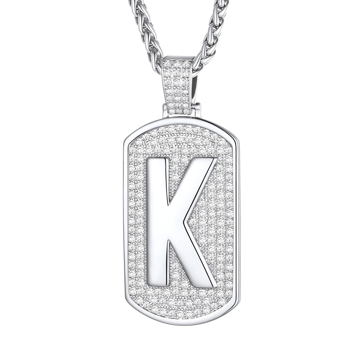 Bling Dog Tag A-Z Letter Necklaces for Men