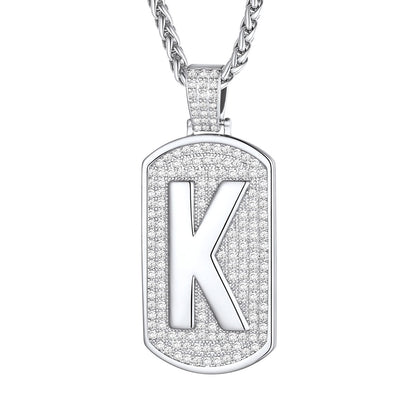 Bling Dog Tag A-Z Letter Necklaces for Men