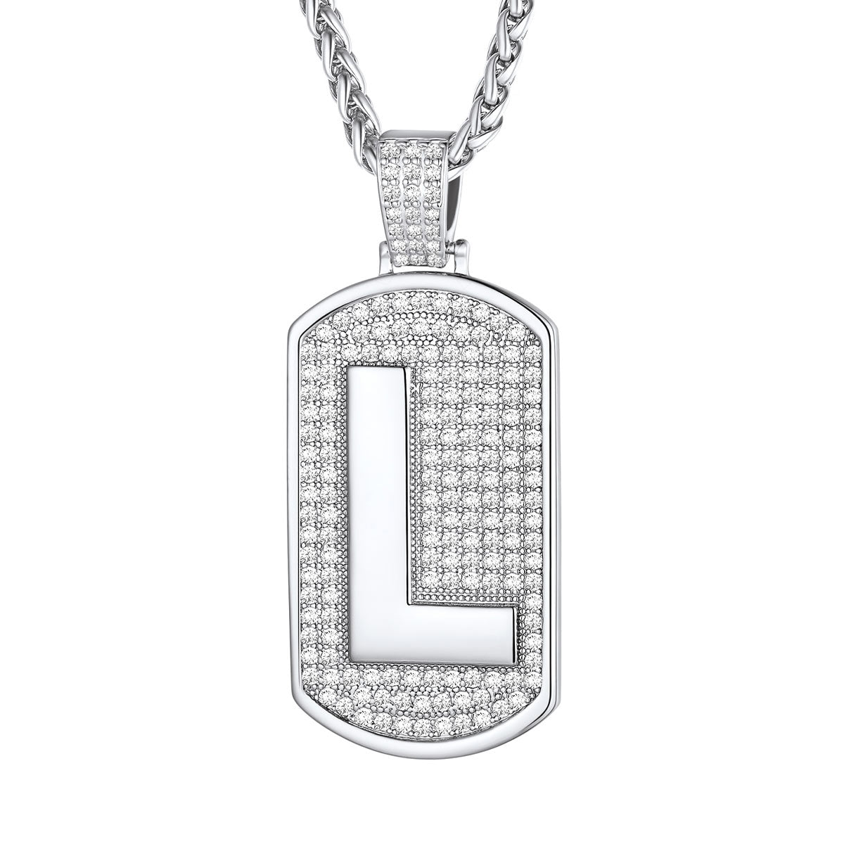 Bling Dog Tag A-Z Letter Necklaces for Men