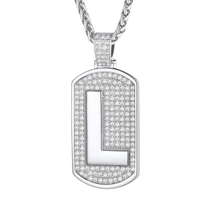 Bling Dog Tag A-Z Letter Necklaces for Men