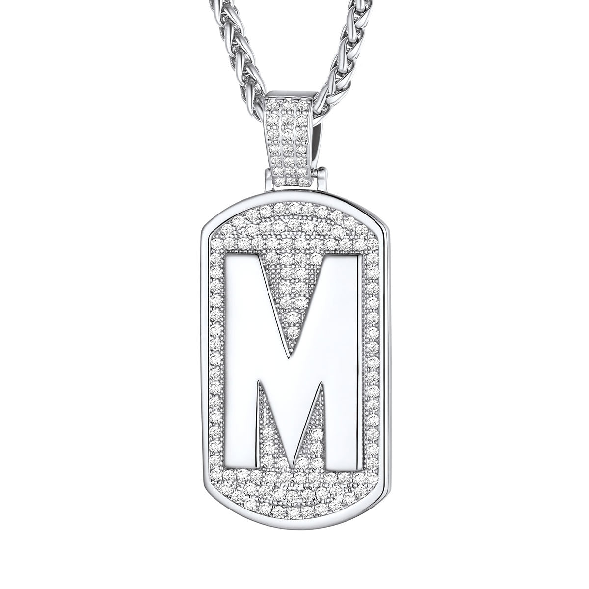 Bling Dog Tag A-Z Letter Necklaces for Men