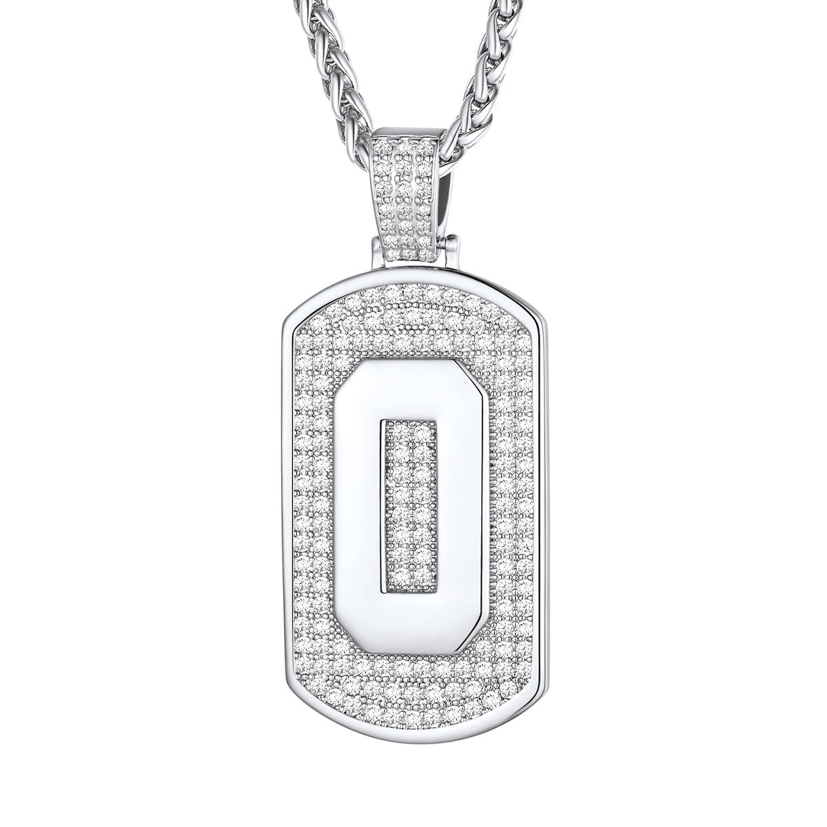 Bling Dog Tag A-Z Letter Necklaces for Men