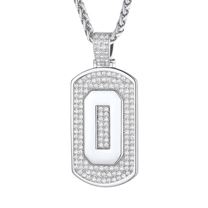 Bling Dog Tag A-Z Letter Necklaces for Men