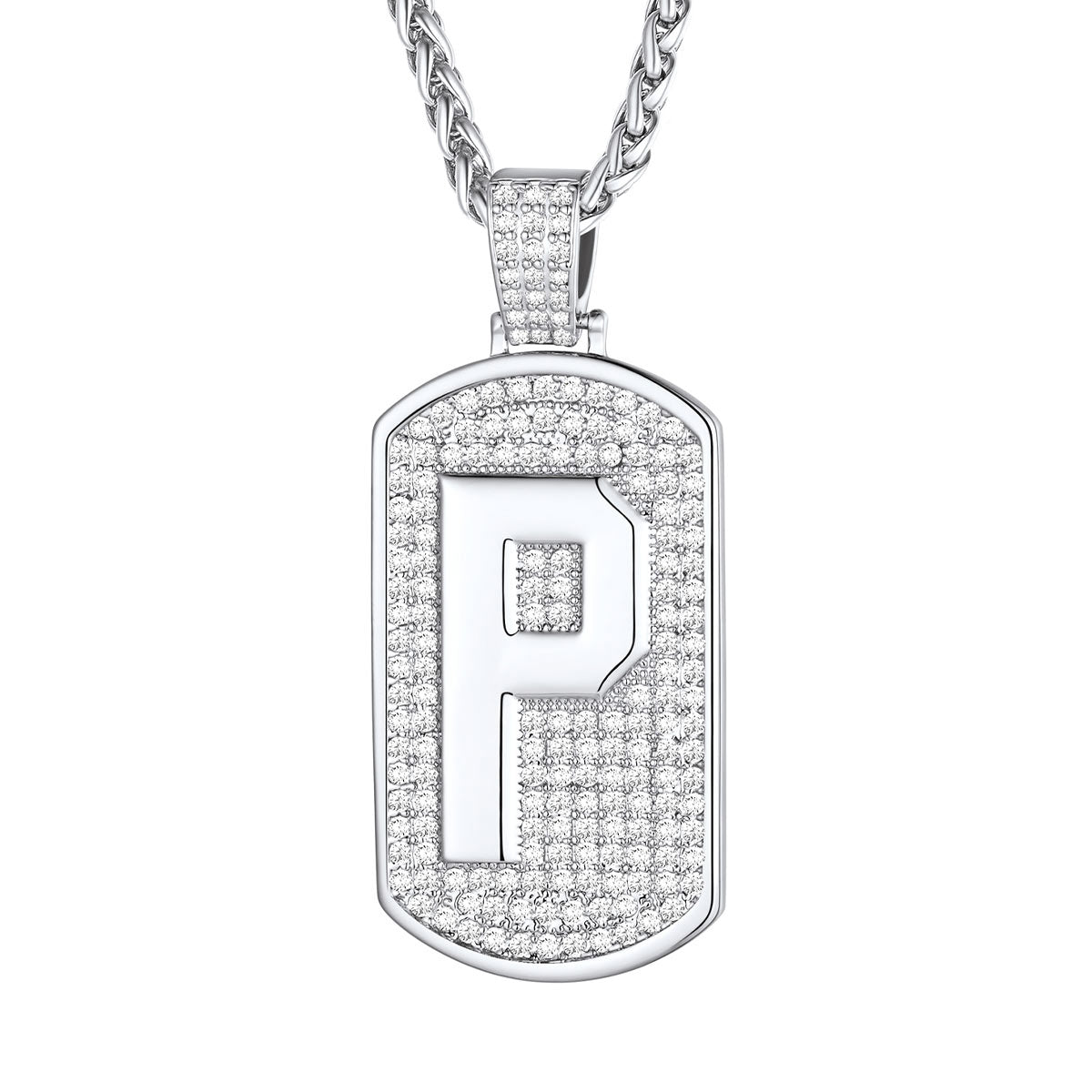 Bling Dog Tag A-Z Letter Necklaces for Men