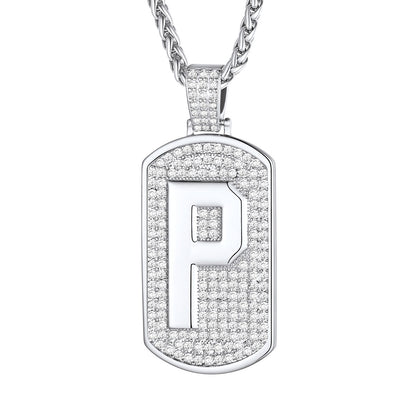 Bling Dog Tag A-Z Letter Necklaces for Men
