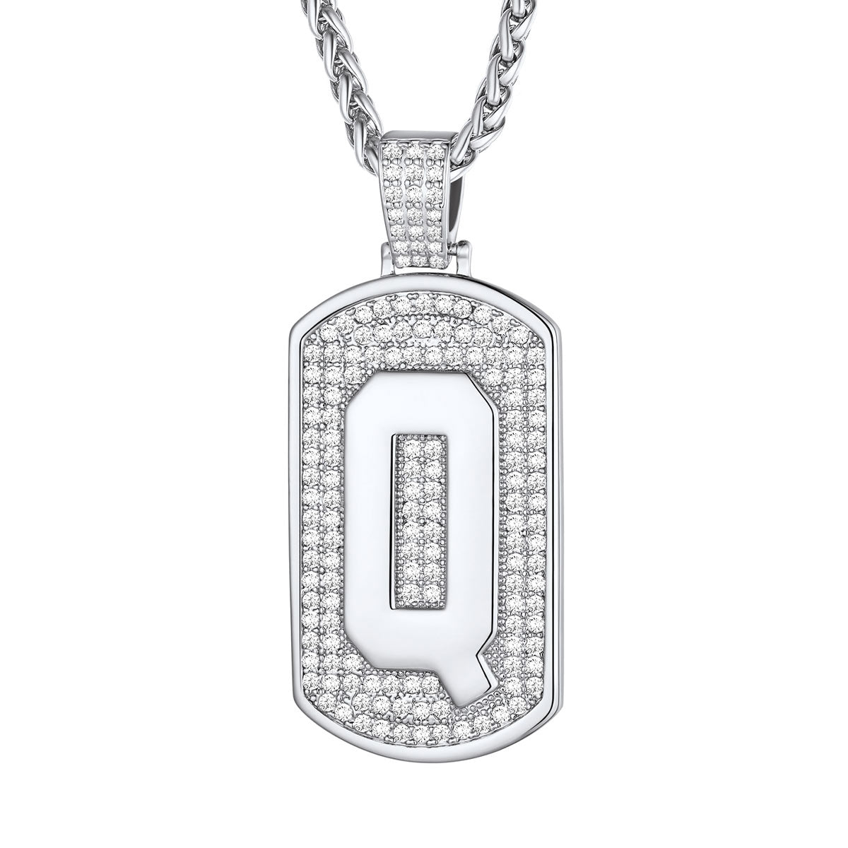 Bling Dog Tag A-Z Letter Necklaces for Men