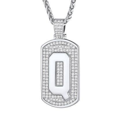 Bling Dog Tag A-Z Letter Necklaces for Men