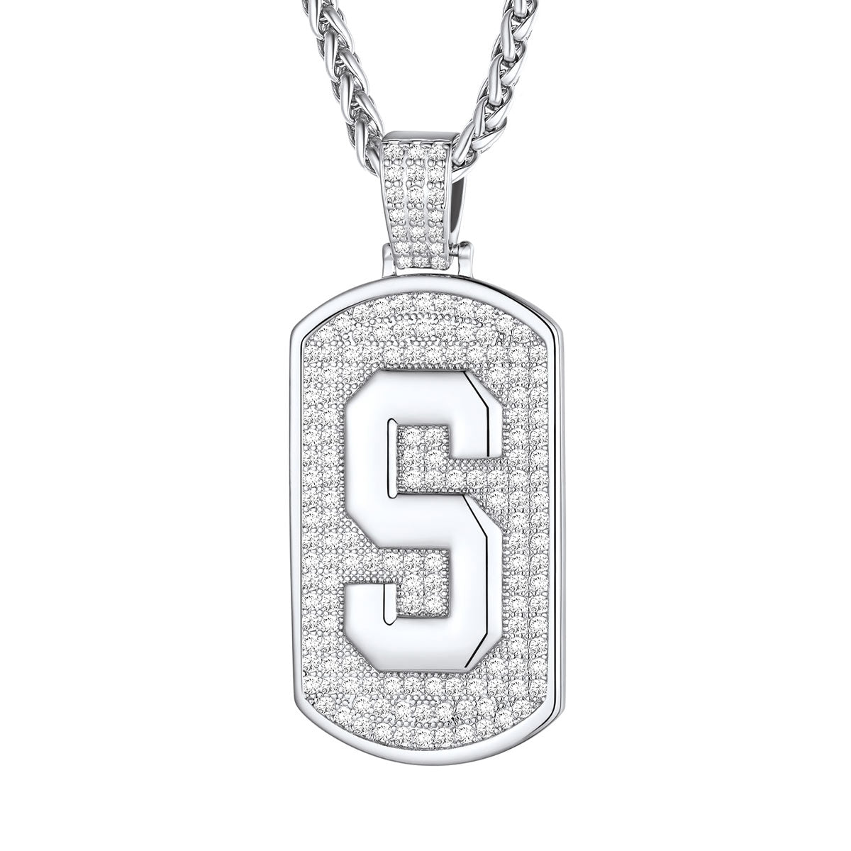 Bling Dog Tag A-Z Letter Necklaces for Men