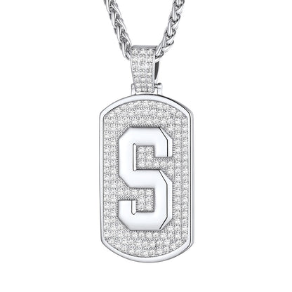 Bling Dog Tag A-Z Letter Necklaces for Men