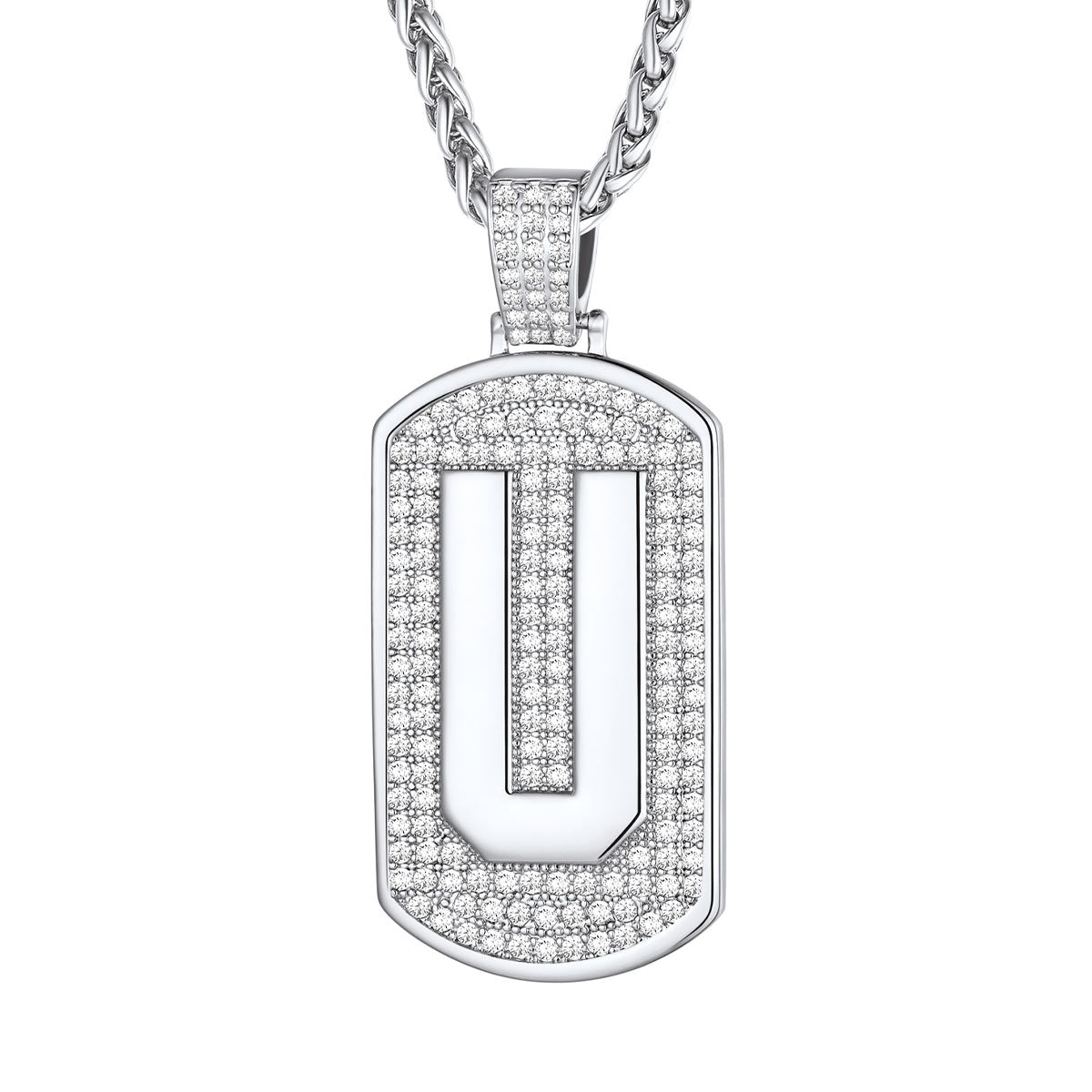Bling Dog Tag A-Z Letter Necklaces for Men