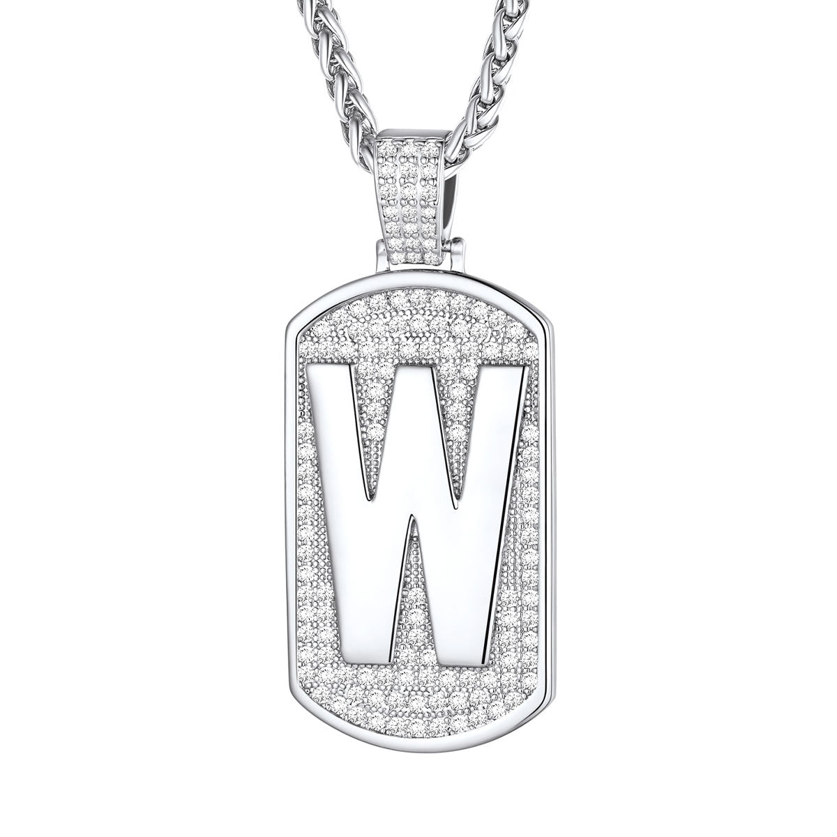 Bling Dog Tag A-Z Letter Necklaces for Men