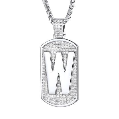 Bling Dog Tag A-Z Letter Necklaces for Men