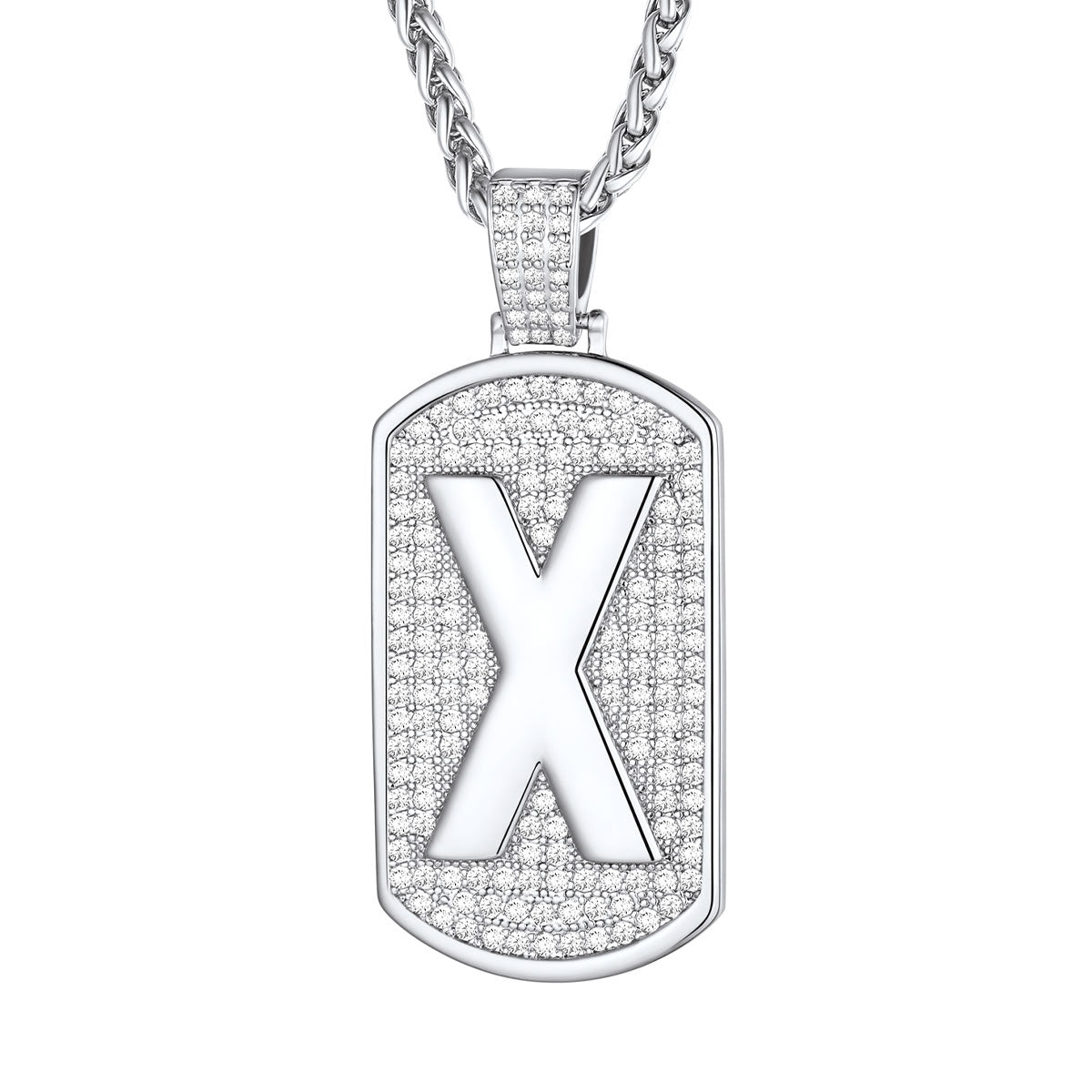 Bling Dog Tag A-Z Letter Necklaces for Men