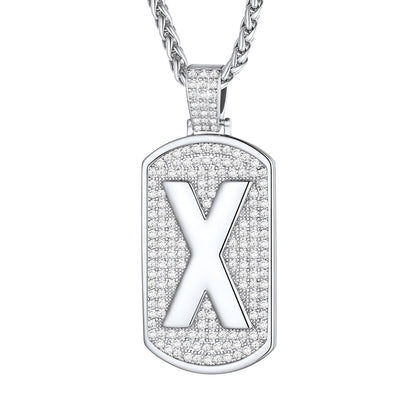 Bling Dog Tag A-Z Letter Necklaces for Men