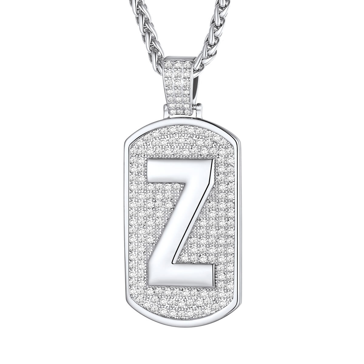 Bling Dog Tag A-Z Letter Necklaces for Men