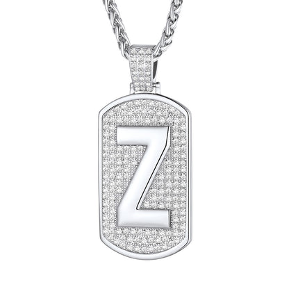 Bling Dog Tag A-Z Letter Necklaces for Men