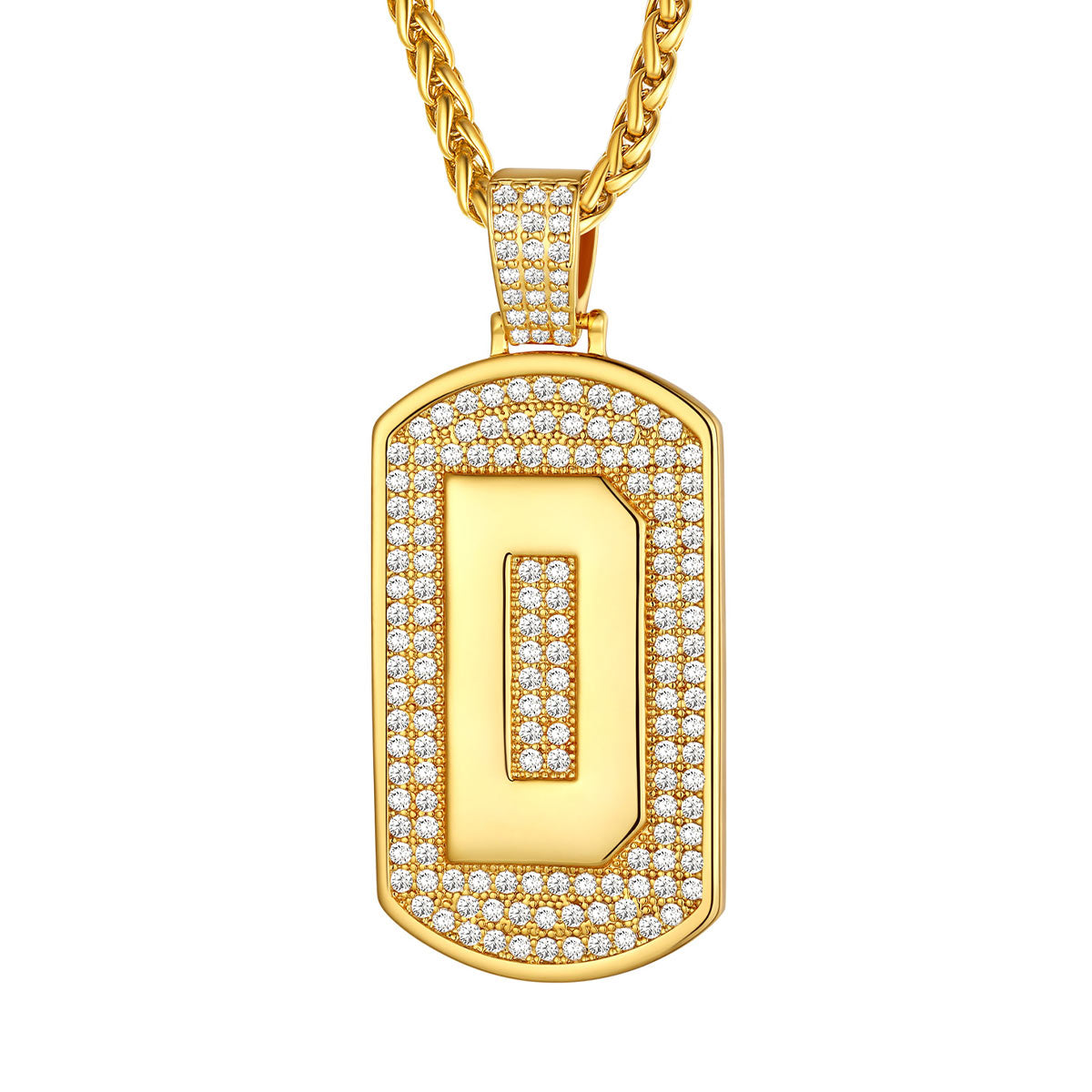 Bling Dog Tag A-Z Letter Necklaces for Men