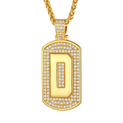Bling Dog Tag A-Z Letter Necklaces for Men