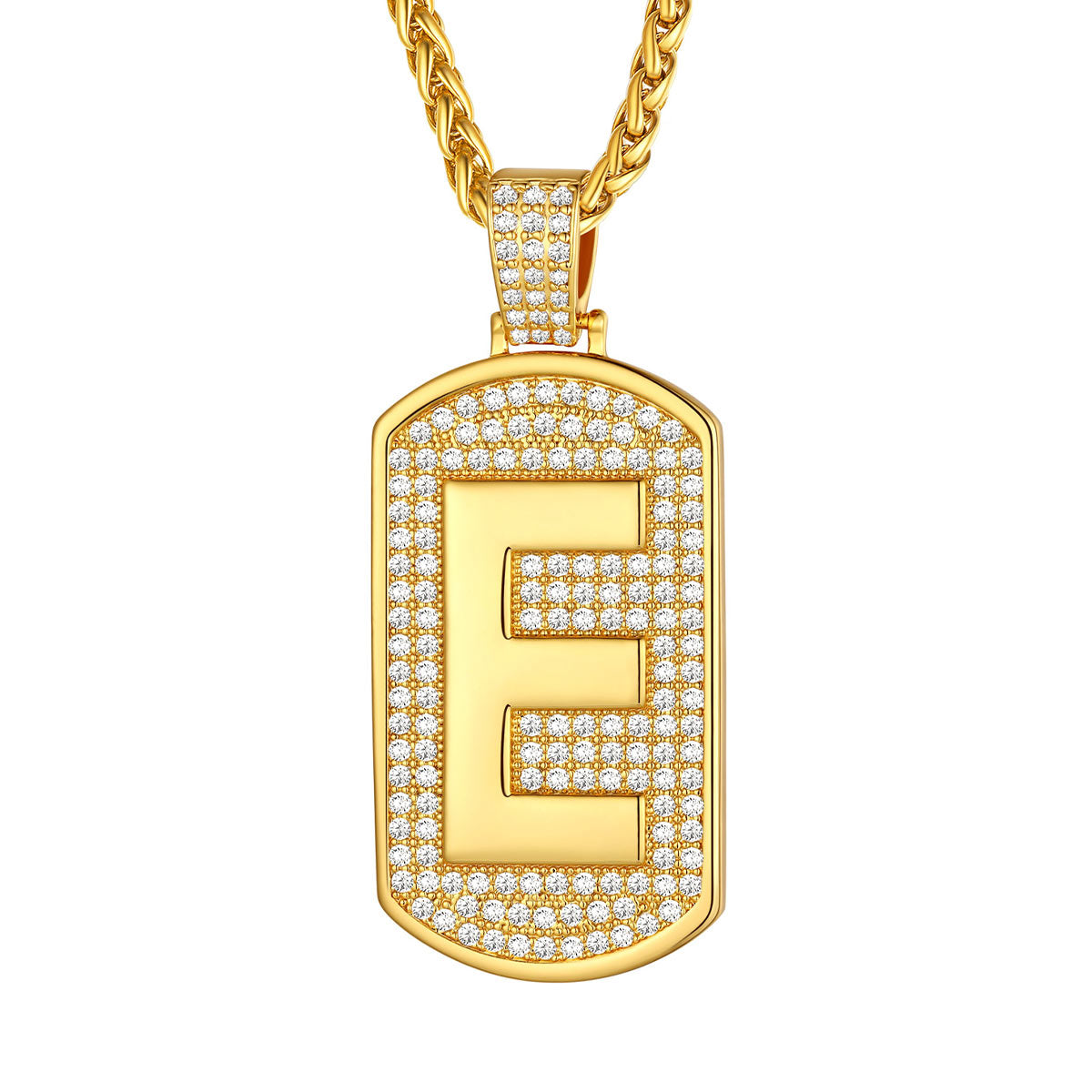 Bling Dog Tag A-Z Letter Necklaces for Men