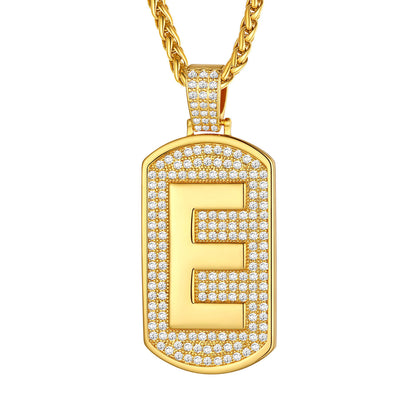 Bling Dog Tag A-Z Letter Necklaces for Men