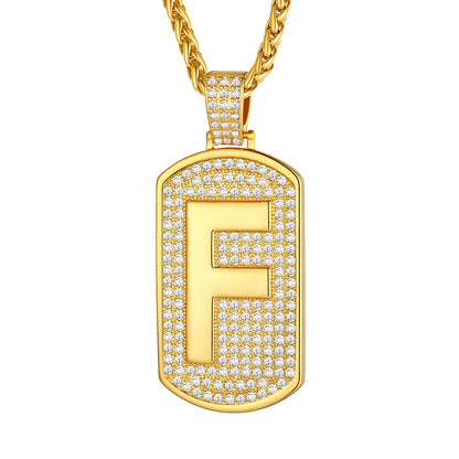 Bling Dog Tag A-Z Letter Necklaces for Men