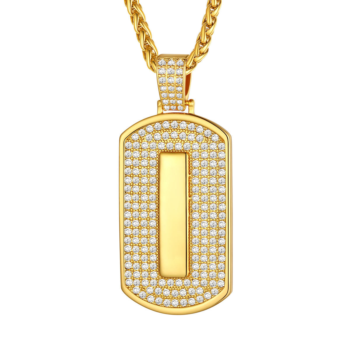 Bling Dog Tag A-Z Letter Necklaces for Men