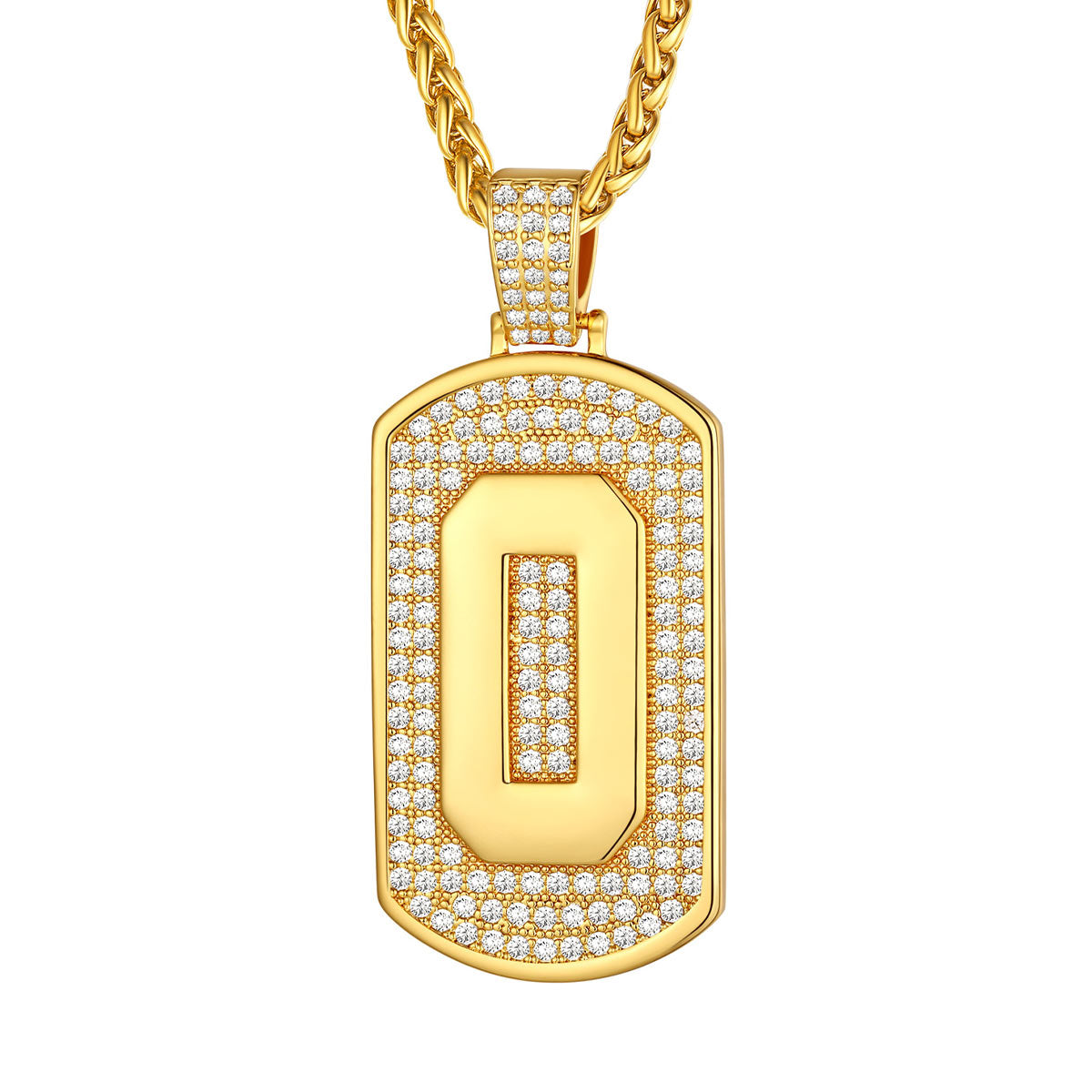 Bling Dog Tag A-Z Letter Necklaces for Men