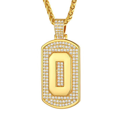 Bling Dog Tag A-Z Letter Necklaces for Men