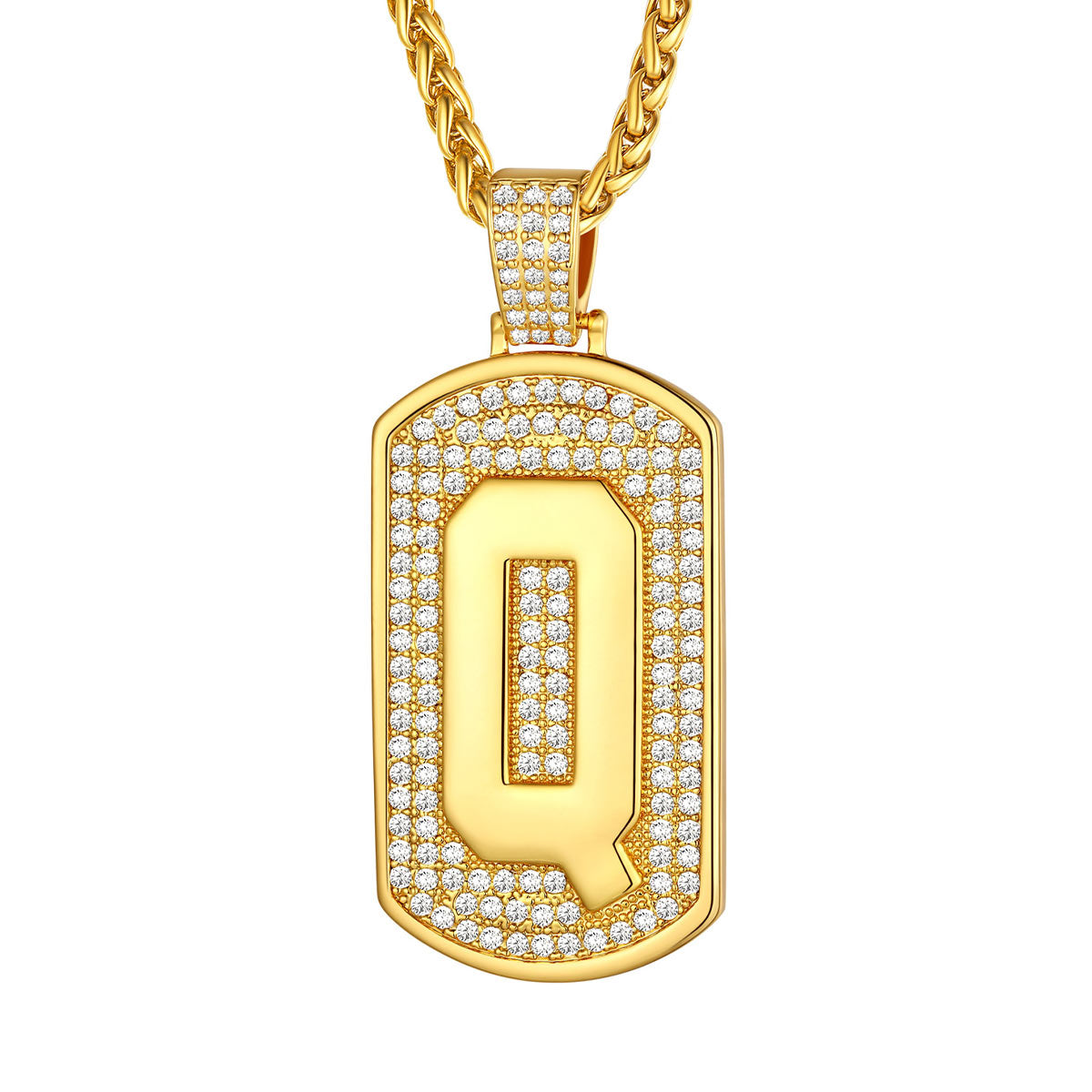 Bling Dog Tag A-Z Letter Necklaces for Men