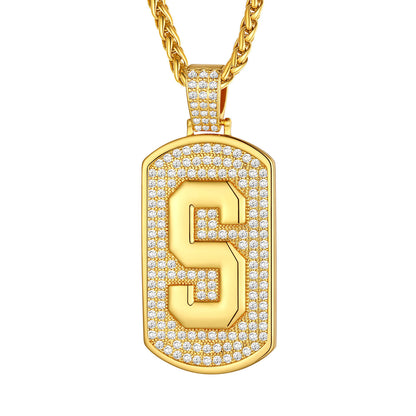 Bling Dog Tag A-Z Letter Necklaces for Men