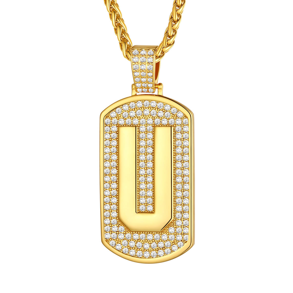 Bling Dog Tag A-Z Letter Necklaces for Men