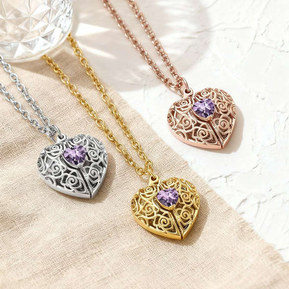 Personalized Birthstone Heart Locket Necklace