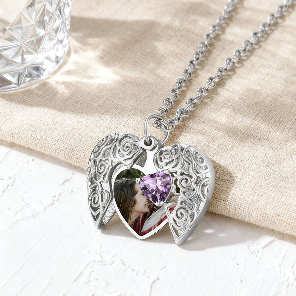 Personalized Birthstone Heart Locket Necklace