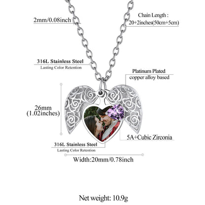 Personalized Birthstone Heart Locket Necklace