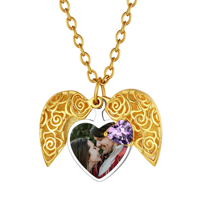 Personalized Birthstone Heart Locket Necklace