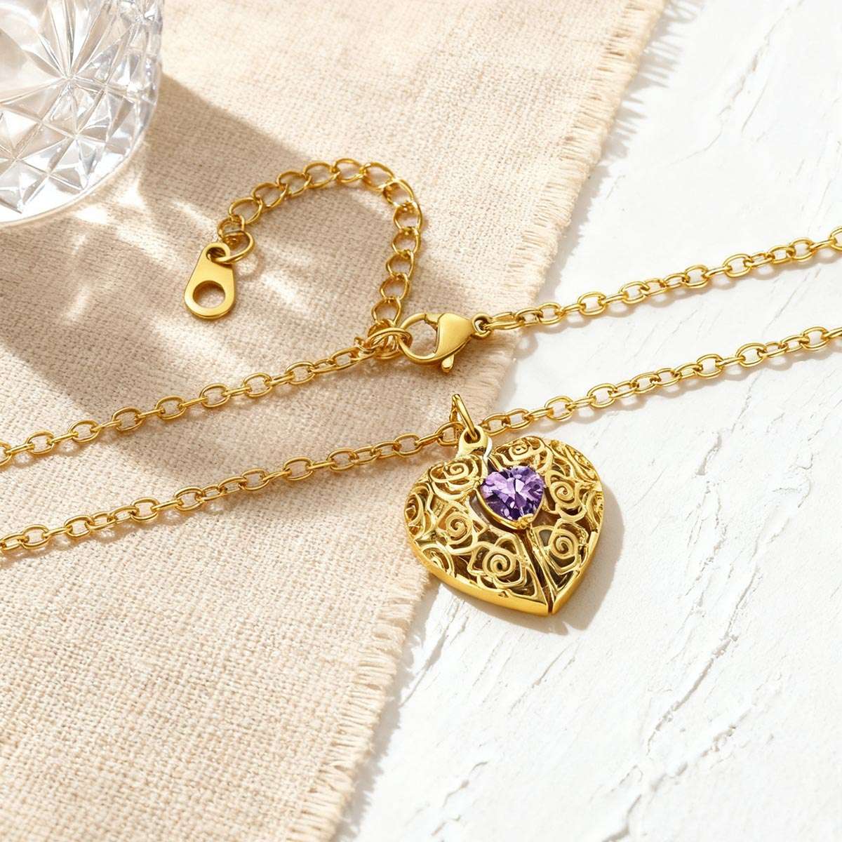Personalized Birthstone Heart Locket Necklace