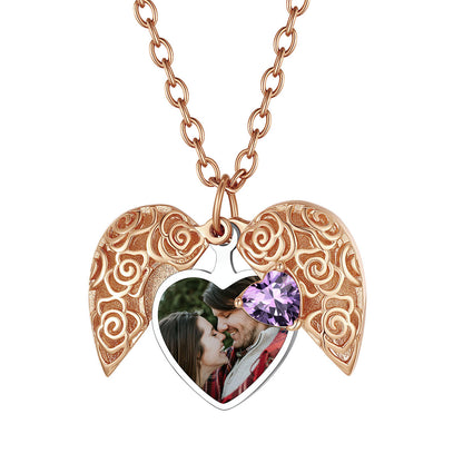 Personalized Birthstone Heart Locket Necklace