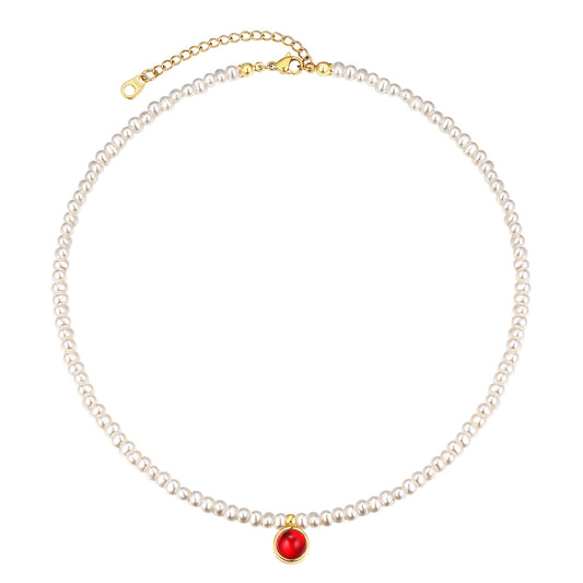 Baroque Pearl Necklace With Birthstone January