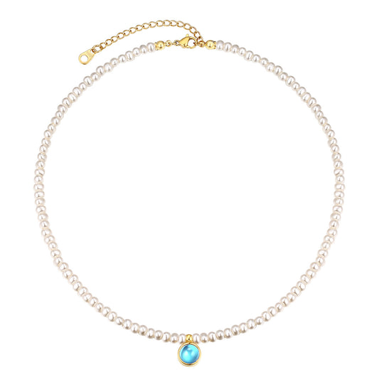 Baroque Pearl Necklace With Birthstone December