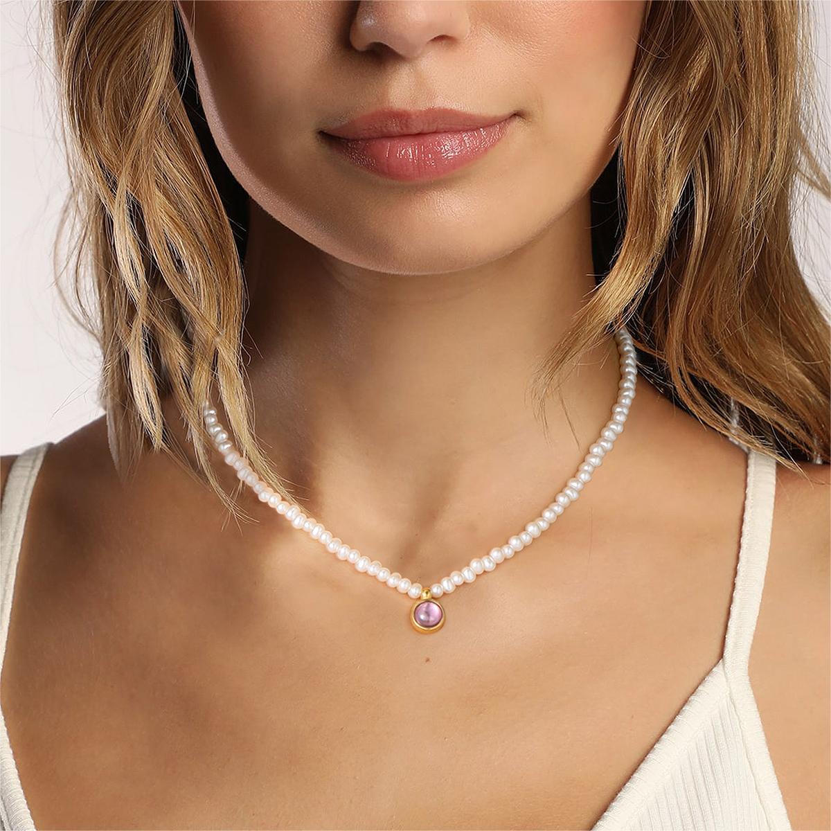 Baroque Pearl Necklace With Birthstone