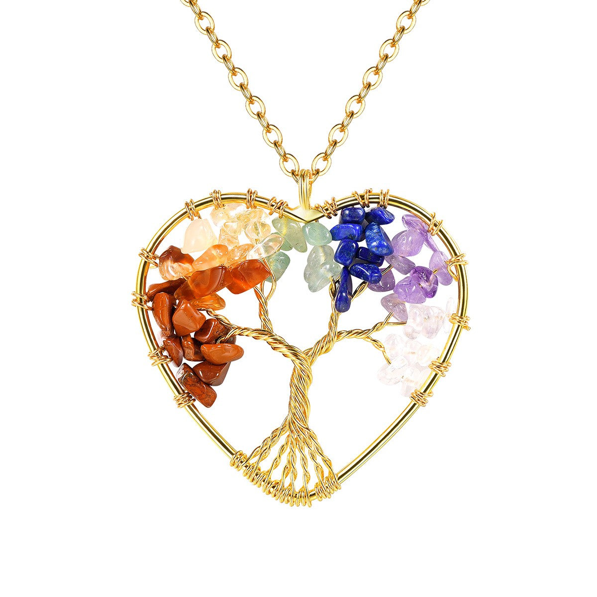 ⚡Flash Sale 7 Charka Tree of Life Heart Necklace for Women