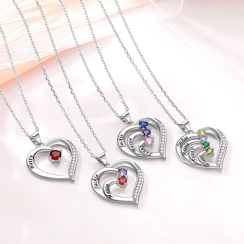 Sale Butterfly Love Heart Pendant Necklaces with Birthstone Crystals, Valentine