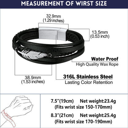 Feather Leaf Leather Bracelet Dimension, Solid, Durable