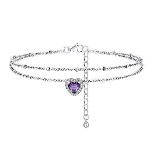 February Birthstone Anklet Double Layer FIA23769