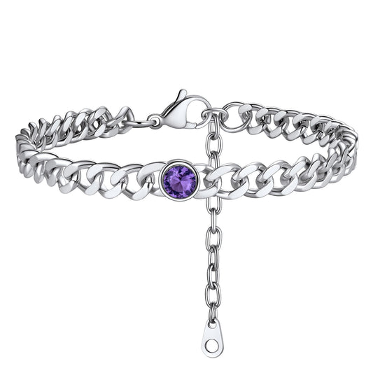 February Birthstone Anklet Silver PSA40044