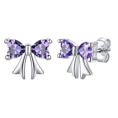 February Birthstone Bow Earrings