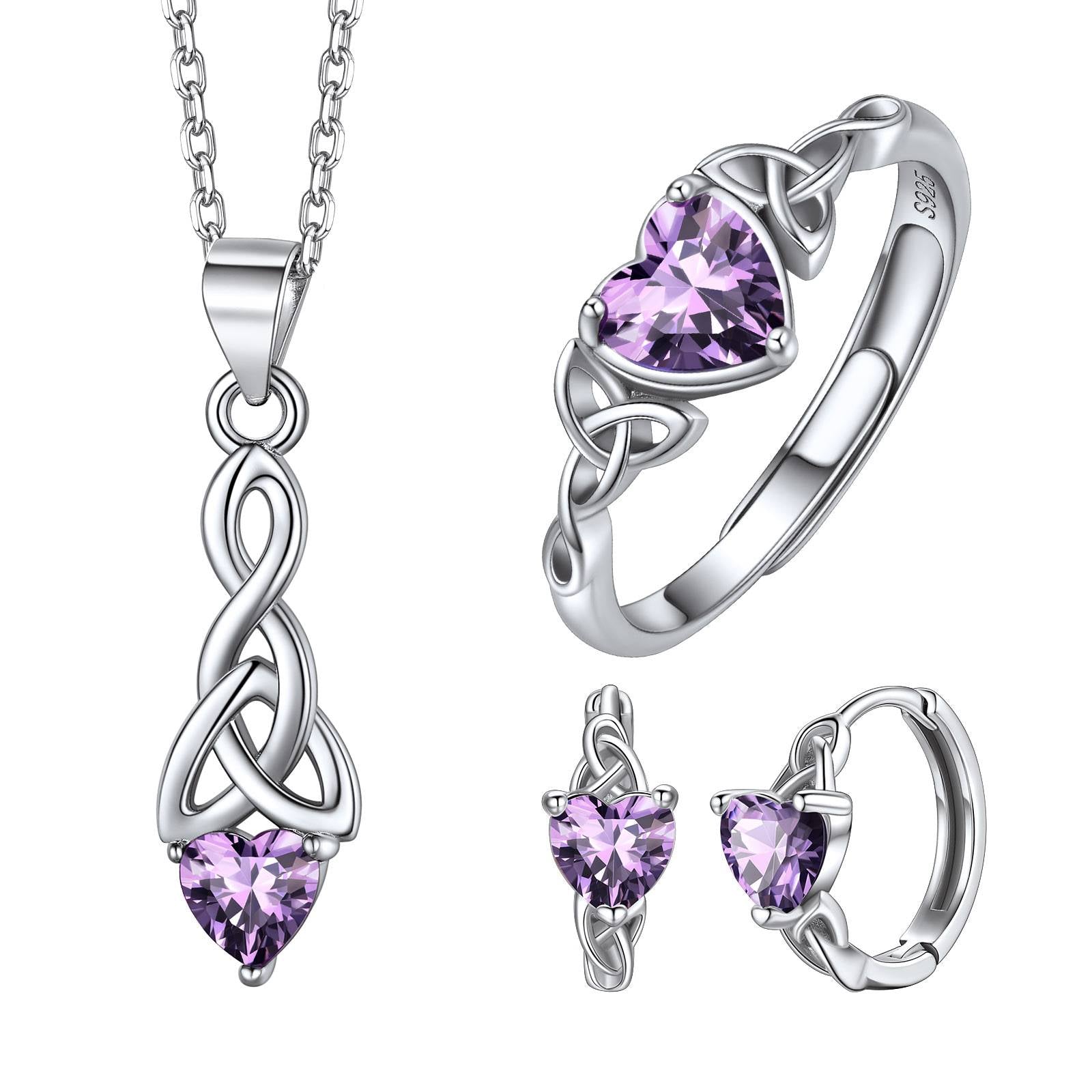 February Birthstone Celtic Knot Jewelry Set